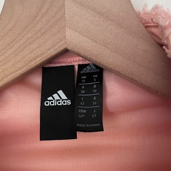Adidas Pink Sherpa Pullover Sweatshirt Teddy Jacket Sz Small High Neck Oversized - Picture 4 of 10
